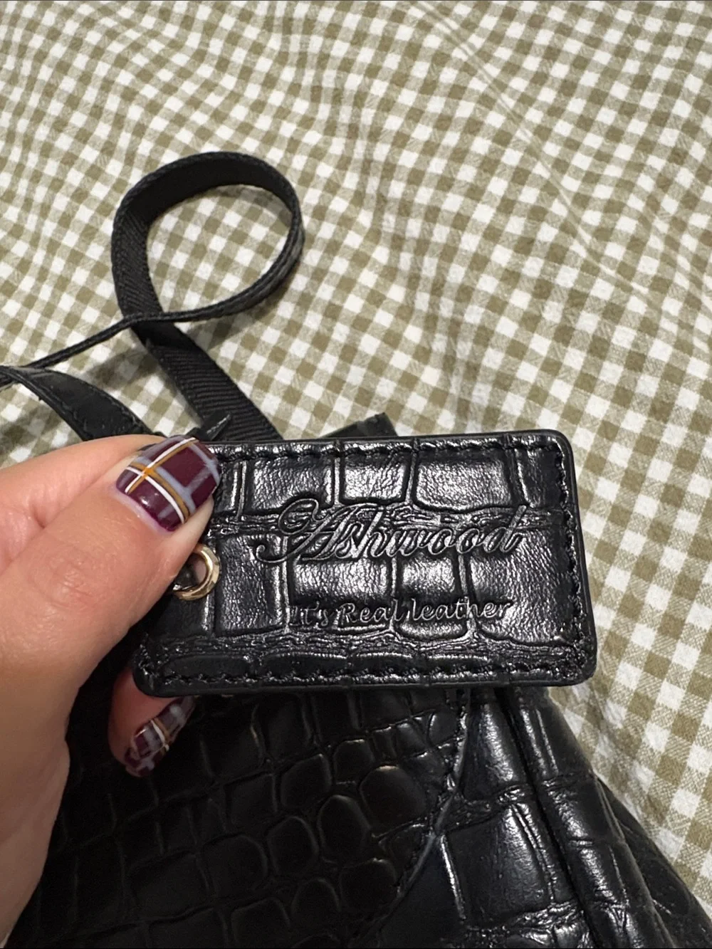 Ashwood Black Croc-Embossed Women’s Bag